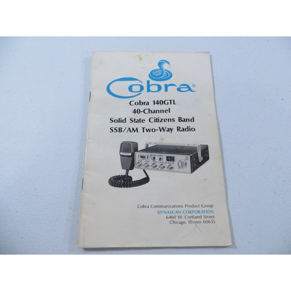 Vintage Original Cobra 140GTL 40-Channel CB Radio Instruction Owners‎ Manual